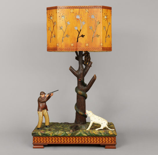 Rare Carved Folk Art Lamp