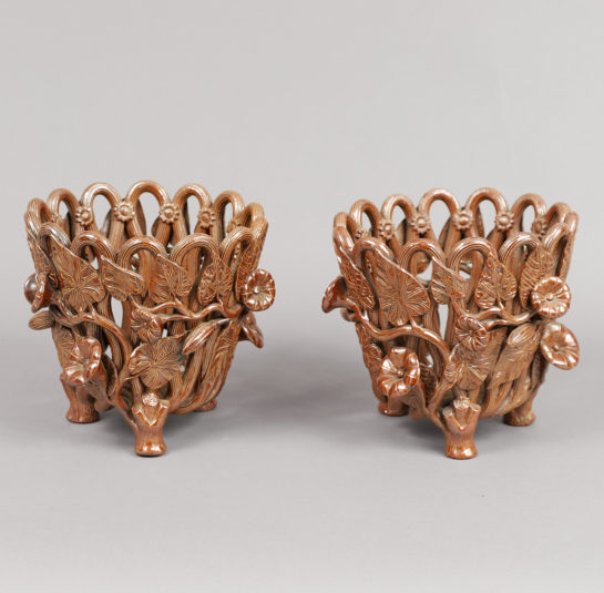 Rare Pair of Stoneware Jardinières