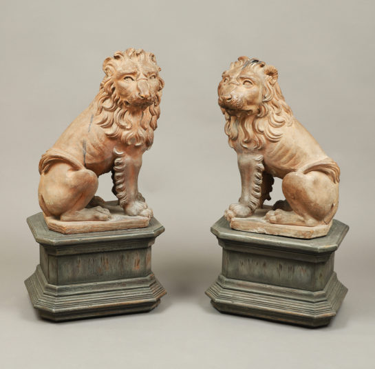 Rare Pair of Lion Garden Statues