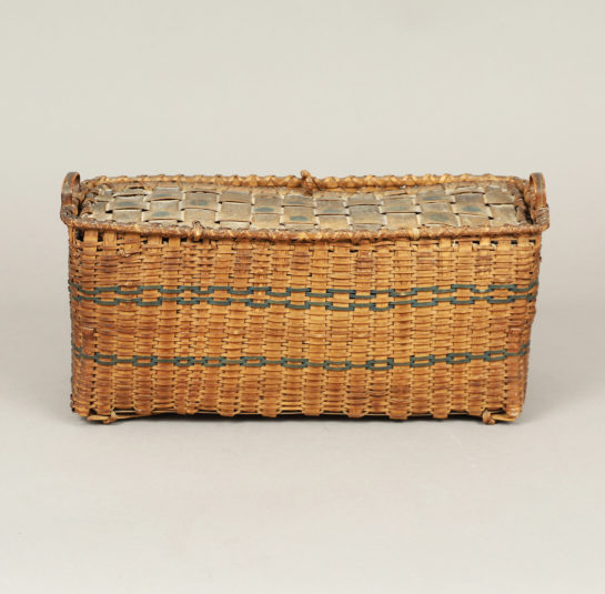 Exceptional Splint Woven Basket with Lid and Till