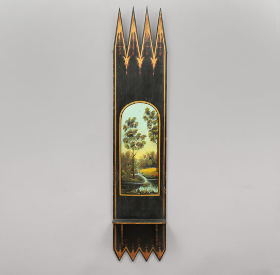 Neogothic Paint Decorated Wall-Hanging Shelf