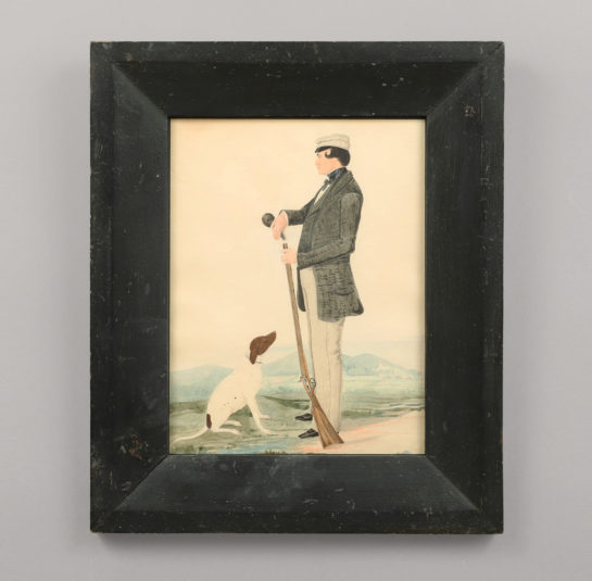 Portrait of a Gentleman Holding a Rifle with his Dog