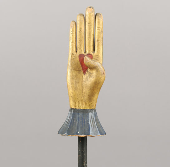 Odd Fellows Carved Heart in Hand Ceremonial Staff