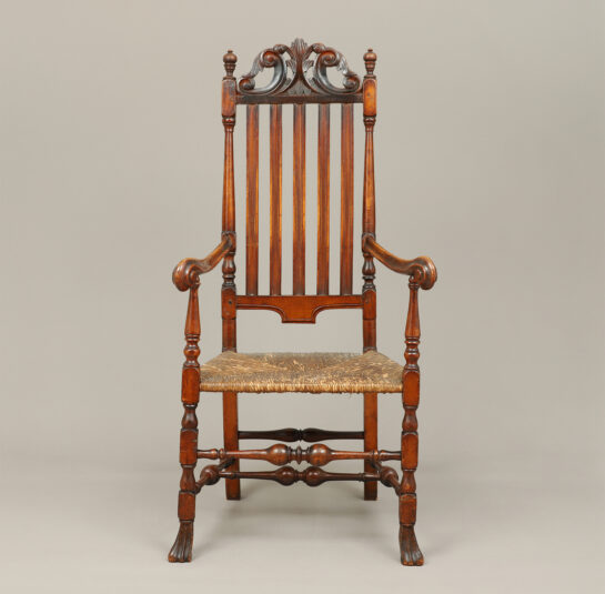 Rare and Important William and Mary Banister-Back Armchair Salem, Massachusetts, ca. 1725