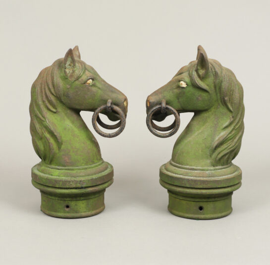 Rare Pair of Cast Iron Horse Head Hitching Posts