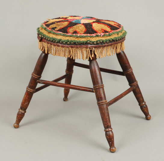 Stool with Hooked Upholstered Seat