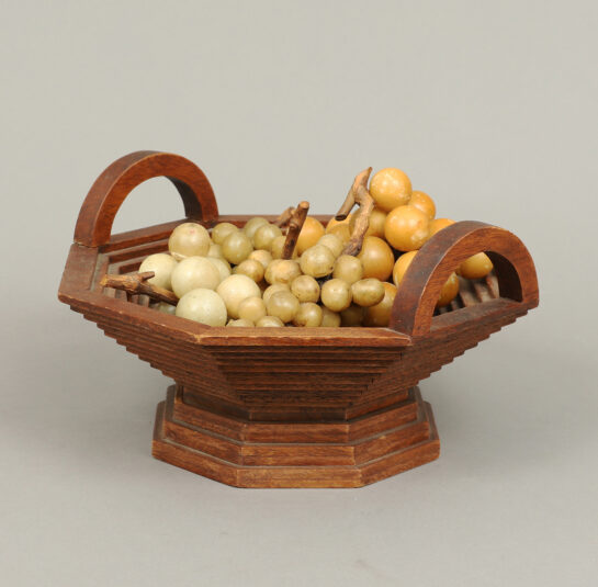 Octagonal Form Wooden Compote with Grapes