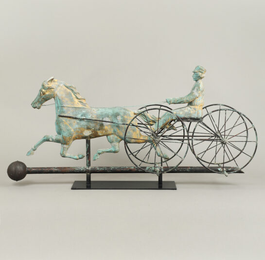 Rare Double-Wheeled Horse and Sulky Weathervane