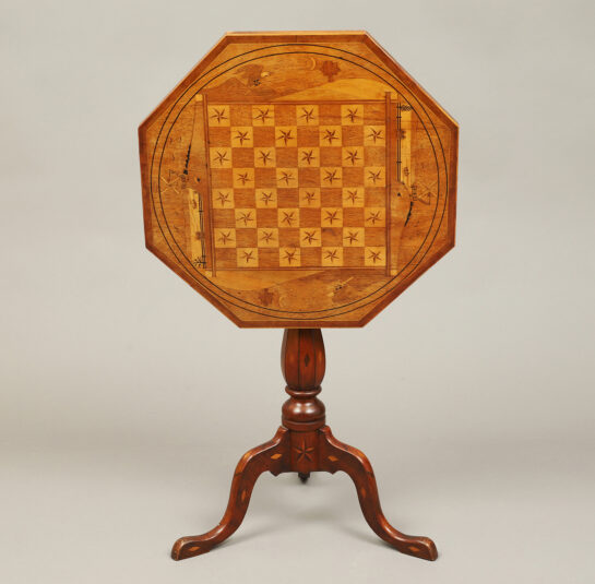 Folk Art Octagonal Top Inlaid Game Table