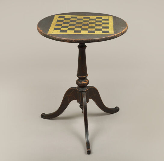 Late Federal Painted Checkerboard Top Candlestand