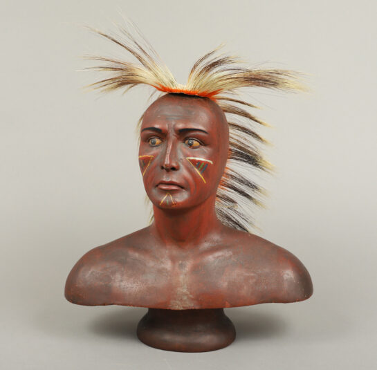 Carved and Painted Bust of a Native American