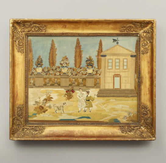 Rare Stumpwork and Needlework Genre Scene