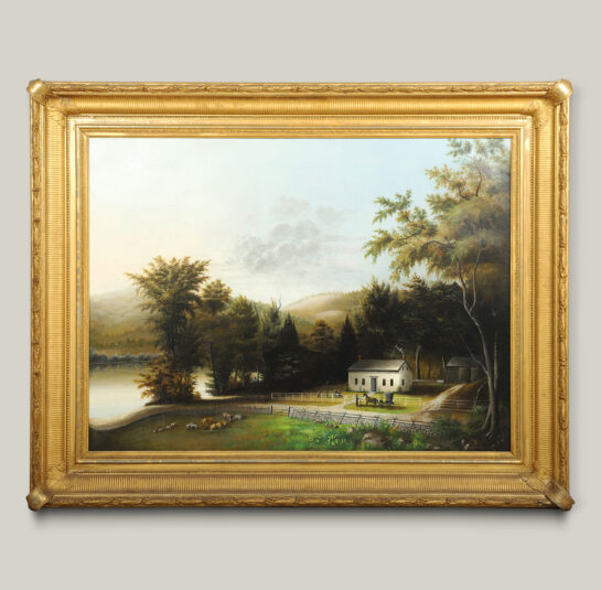 View of a Homestead with Horse and Carriage