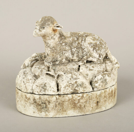 Carved Stone Sculpture of a Recumbent Lamb