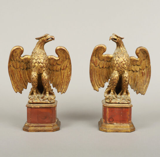 Rare Pair of Carved Gilt-Wood Eagles