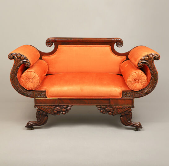 Rare Diminutive Classical Carved Settee