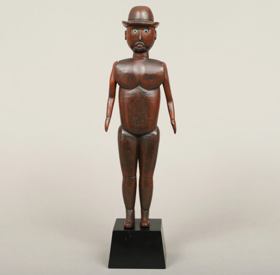 Rare Carved Figure of a Gentleman Wearing a Bowler Hat  