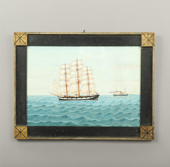 American School, probably New England Portrait of a Three-Masted Ship