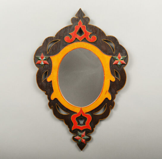 Rare Carved Polychrome Painted Mirror