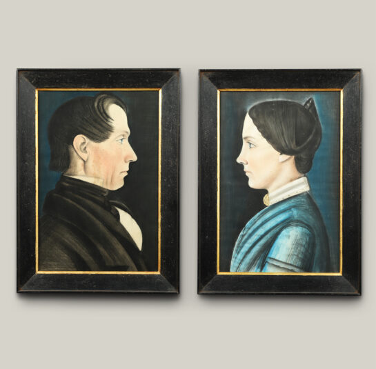 American School, probably New England, ca. 1820-1830 Pair of Profile Portraits; Husband and Wife