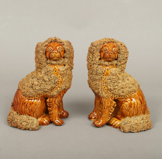 Scarce Pair of Rockingham Glazed Spaniels
