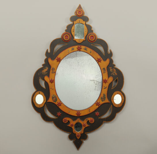 Polychrome Decorated Folk Art Mirror