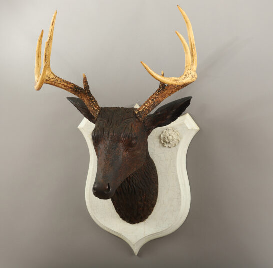 Exceptional Carved Deer Head Plaque