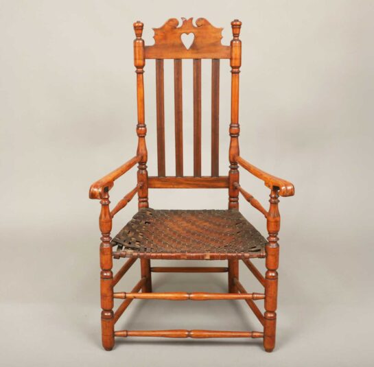 William and Mary Heart and Crown Banister Back Armchair